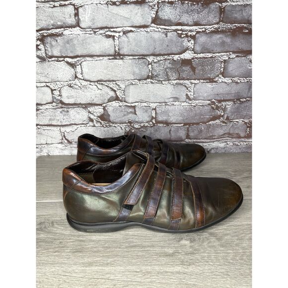 Bruno Verri Brown Leather Metallic Fashion Shoes Sneakers Men Sz 42EU/9M US main image 9